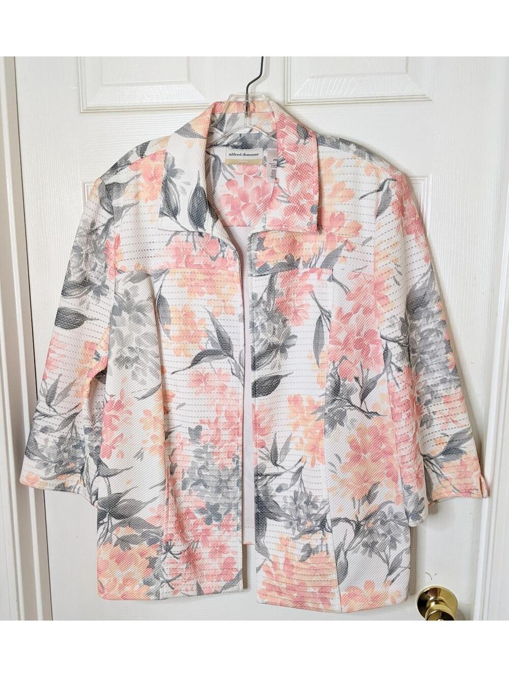 Alfred Dunner Women's Floral Print Open Front Jacket NW0T Rose Hill Size 20W